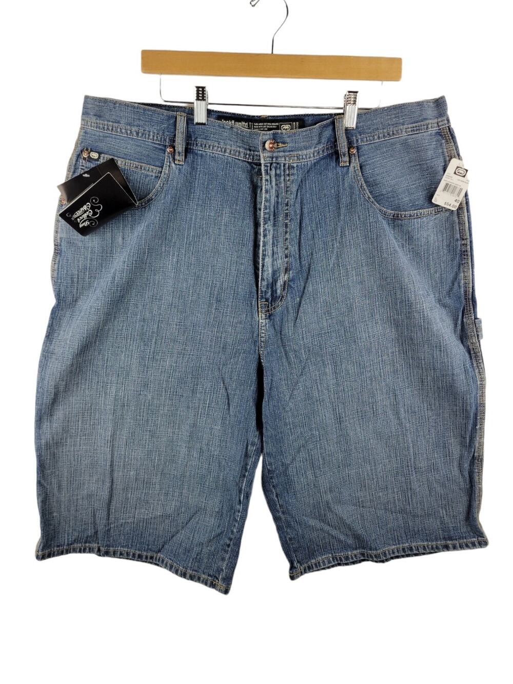 Ecko Unltd Jean Shorts Mens 40 Baggy Carpenter Y2K Hip-Hop Streetwear VTG NOS